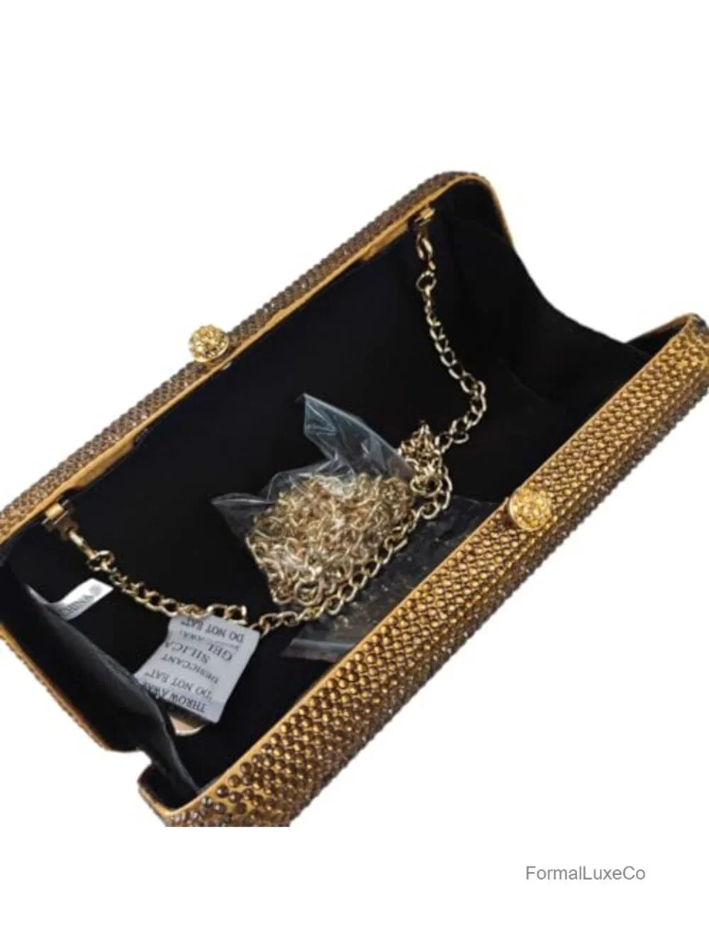 Crystal Rhinestone Clutch Evening Bag with Chain Straps